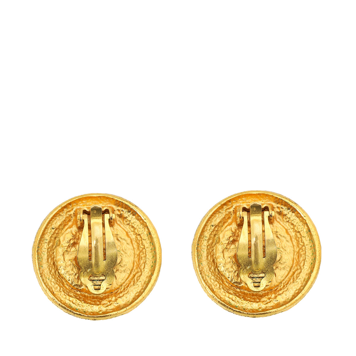 Chanel White Vintage Pearl Button Clip On Earrings
