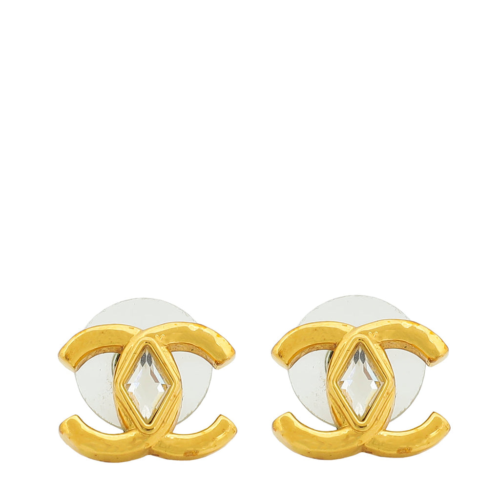 Chanel Gold CC Diamond Crystal Earrings
