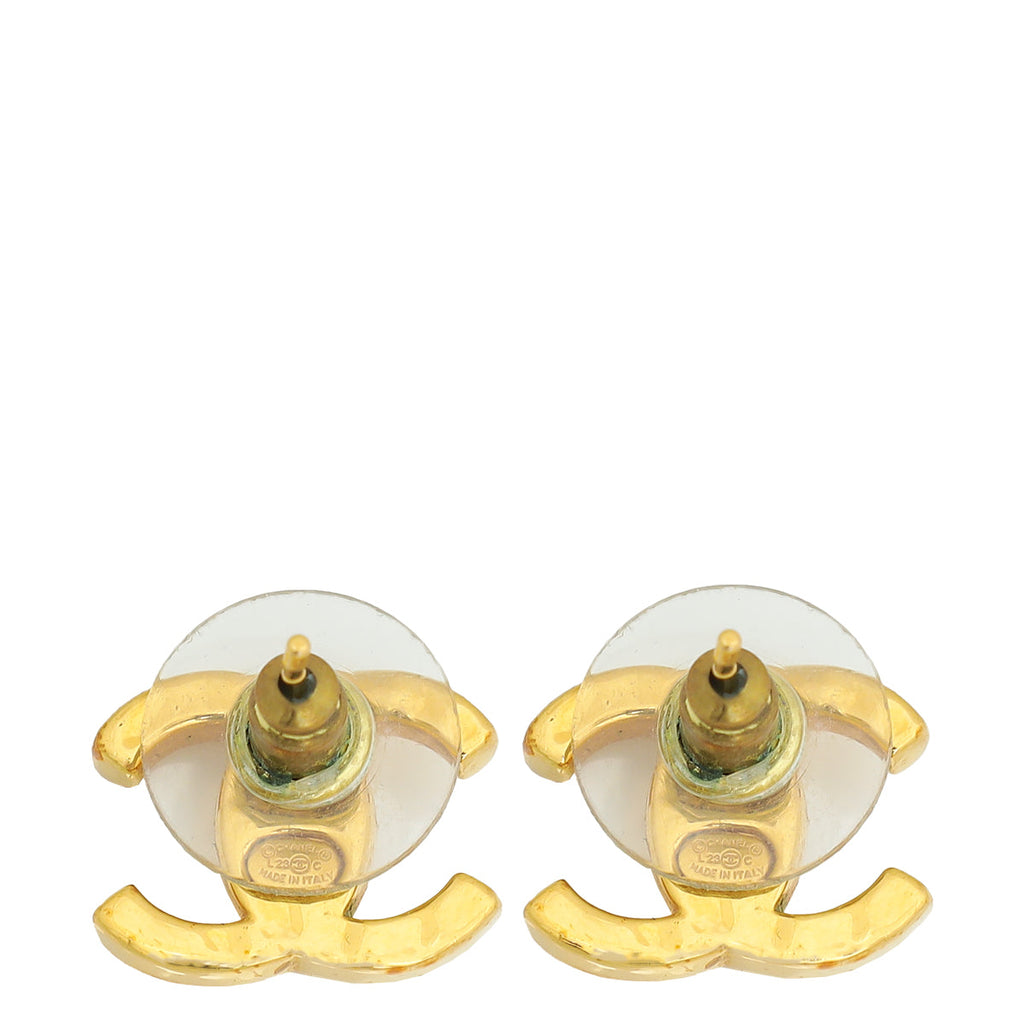 Chanel Gold CC Diamond Crystal Earrings