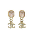 Chanel Bicolor CC Crystal Drop Stud Earrings