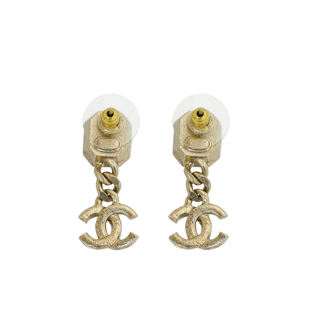 Chanel Bicolor CC Crystal Drop Stud Earrings