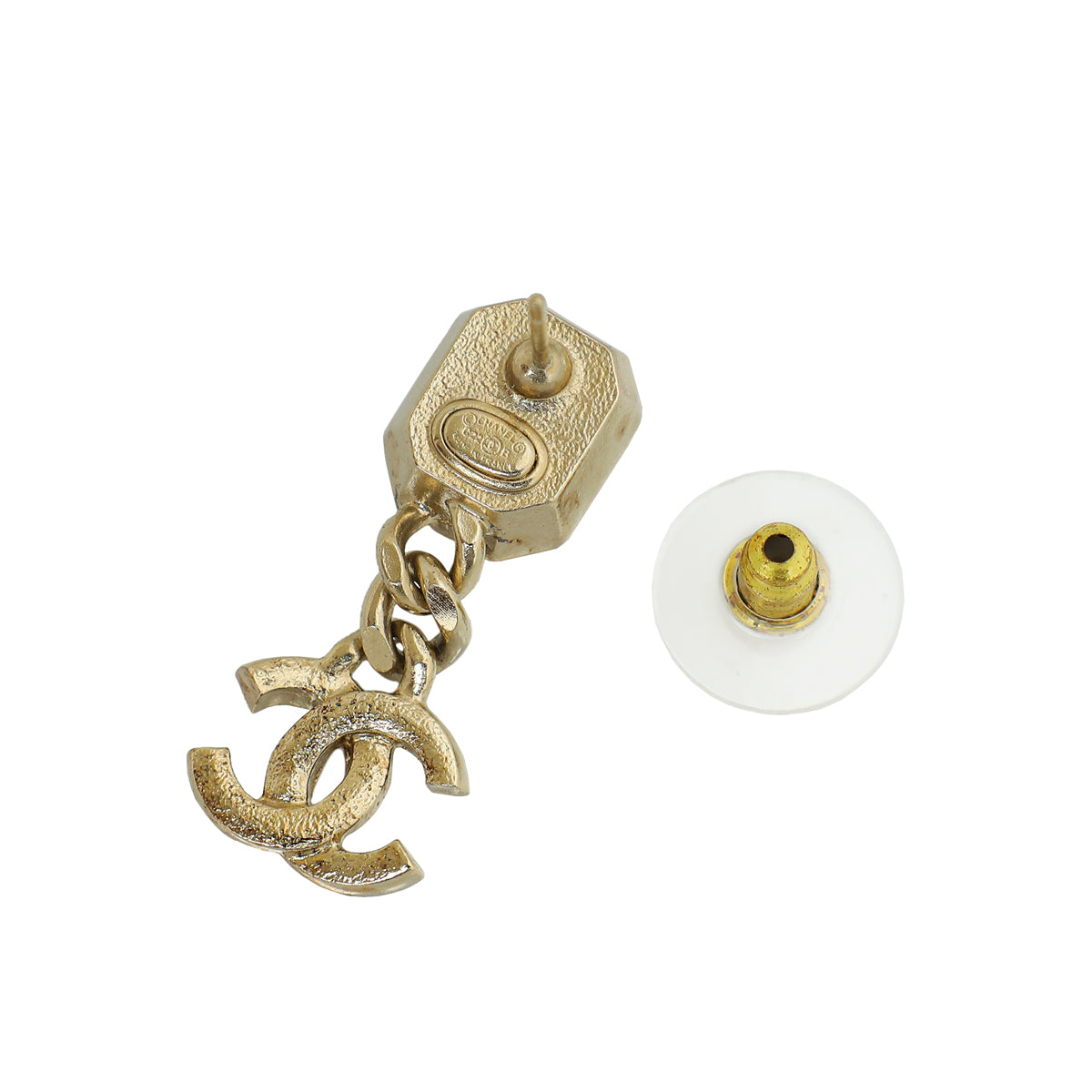 Chanel Bicolor CC Crystal Drop Stud Earrings
