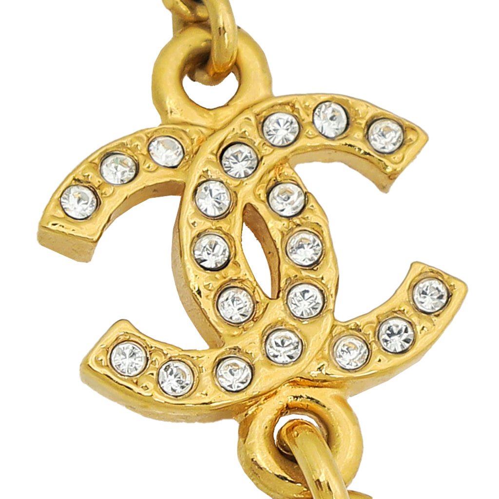 Chanel Gold CC Pearl Crystal Darling Earrings