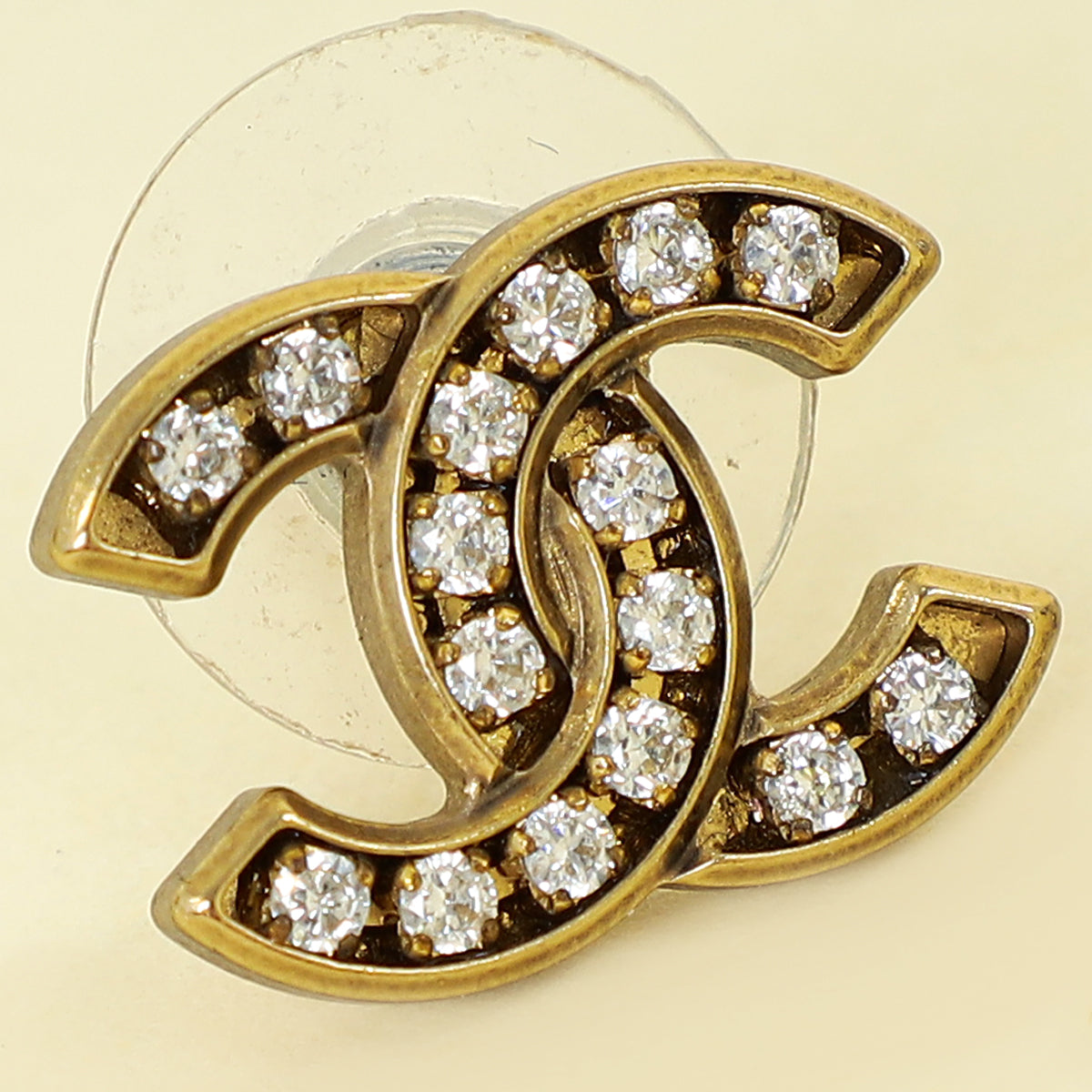Chanel Gold CC Crystal Earrings
