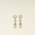 Chanel White CC Swing Drop Clover Earrings