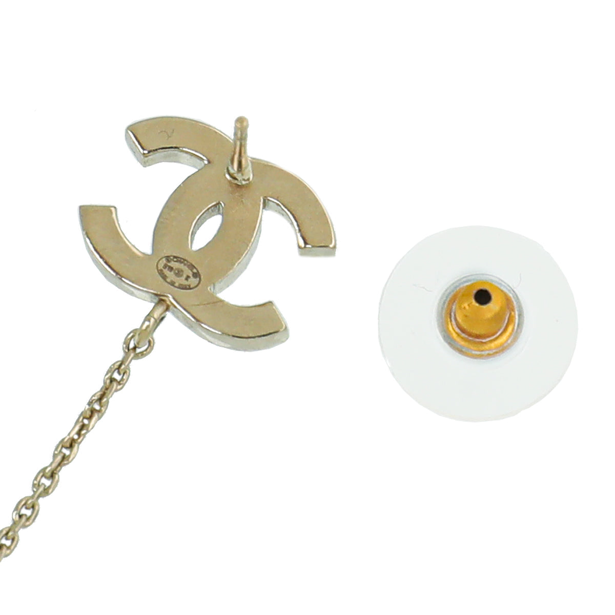 Chanel Gold CC Crystal Chain Drop Chain Earrings