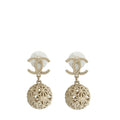 Chanel Gold CC Ornate Ball Drop Earrings
