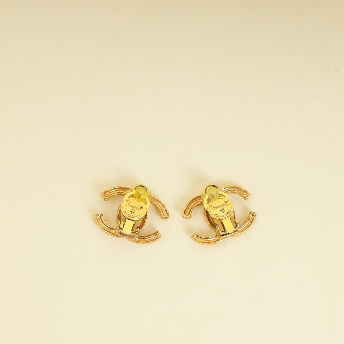 Chanel Gold Finish Vintage CC Clip On Earrings