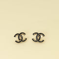 Chanel Black CC Enamel Baroque Stud Earrings
