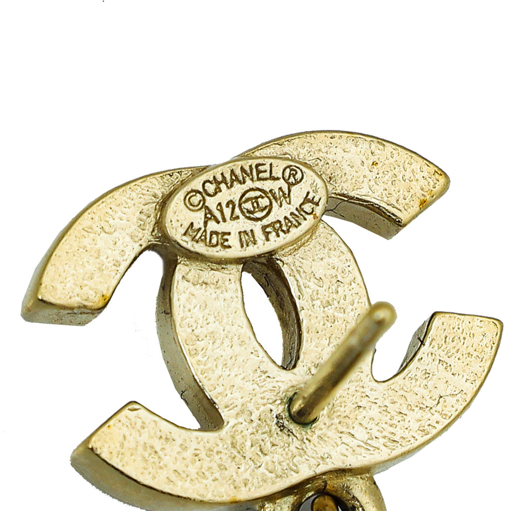Chanel Ivory CC Faux Pearl Stud Drop Earrings