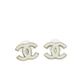 Chanel CC White Enamel Earrings