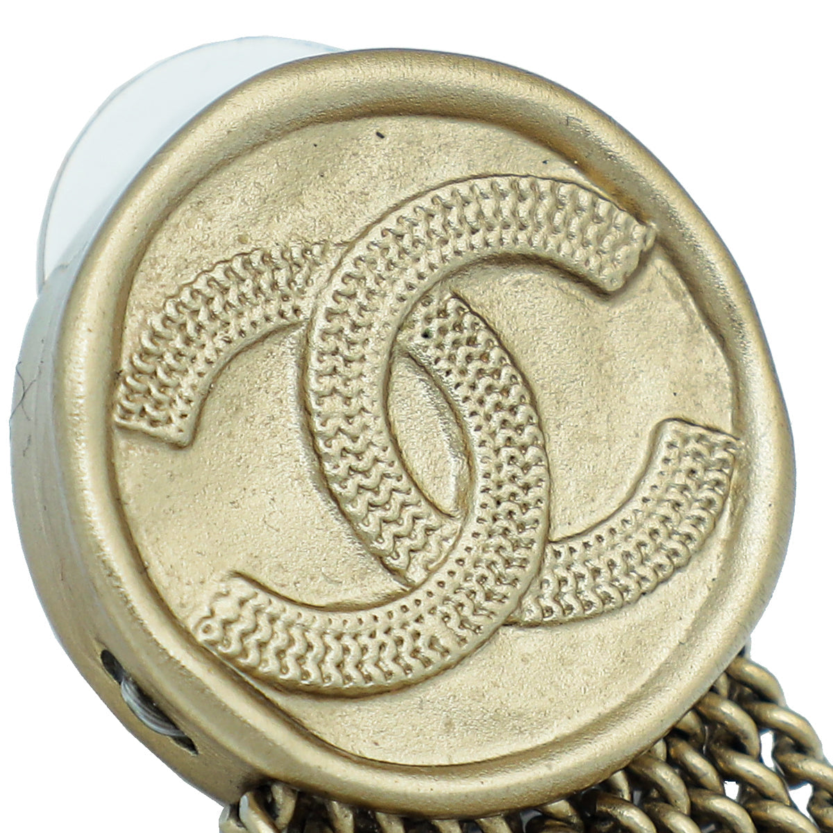 Chanel Gold Finish CC Chain Fringed Earrings