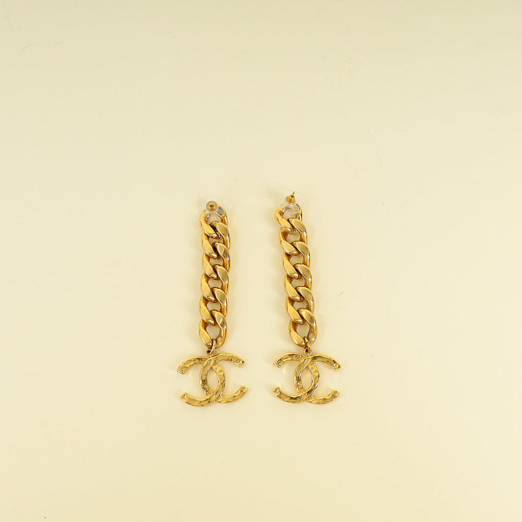 Chanel Gold CC Chain Drop Long Earrings