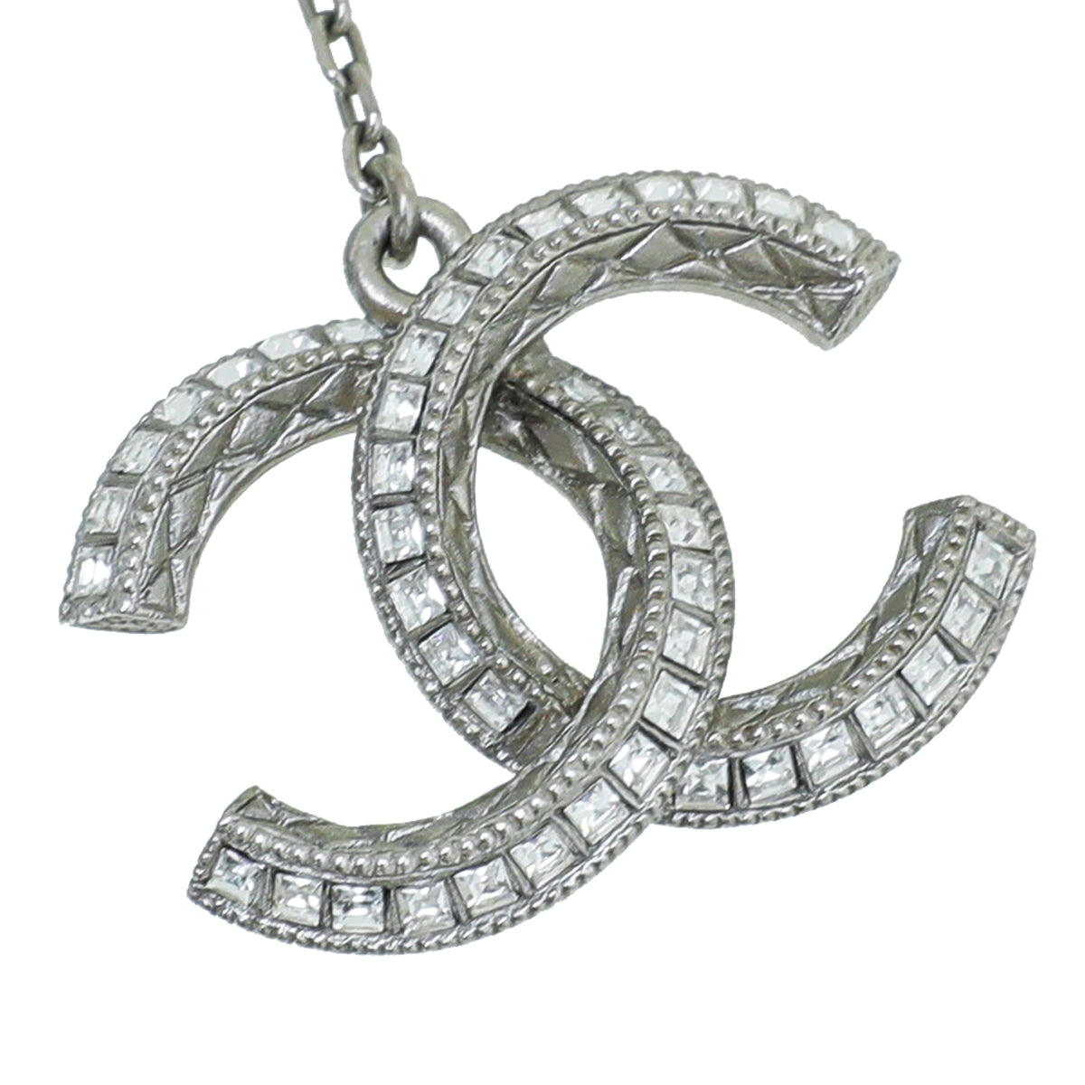 Chanel CC Crystal Drop Chain Earrings