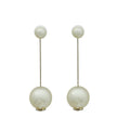 Chanel White CC Pearl Dangle Drop Earrings