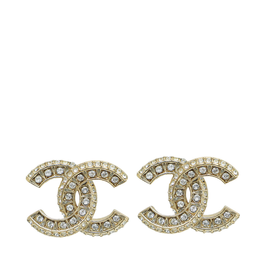 Chanel Gold CC Crystal Earrings