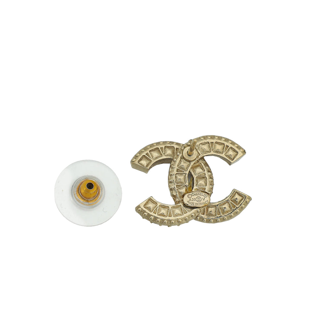 Chanel Gold CC Crystal Earrings