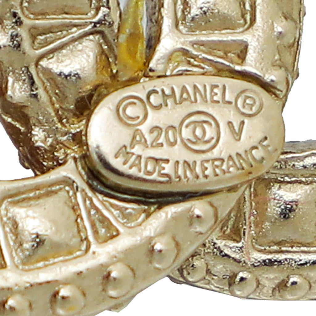 Chanel Gold CC Crystal Earrings