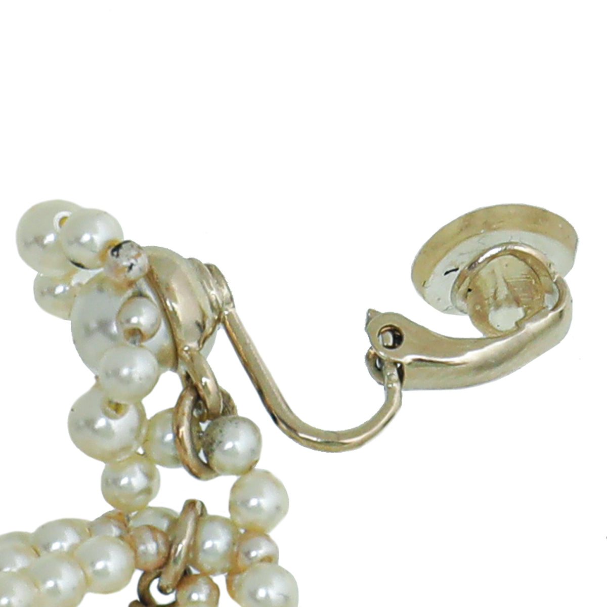 Chanel Faux & Freshwater Pearls Multi Pearl Clip On Earrings