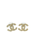 Chanel Gold CC Twisted Crystal Earrings