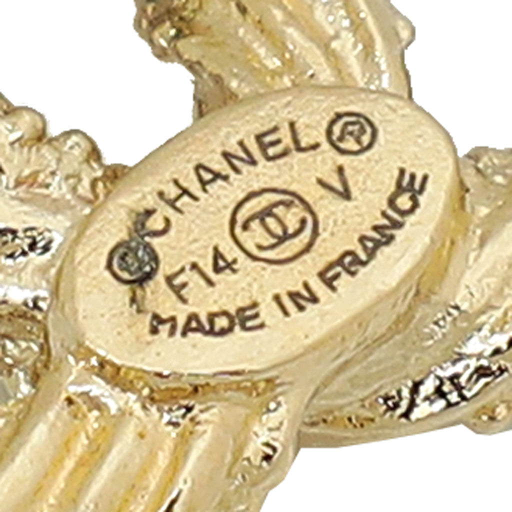 Chanel Gold CC Twisted Crystal Earrings