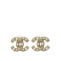 Chanel Gold CC Pearl Earrings