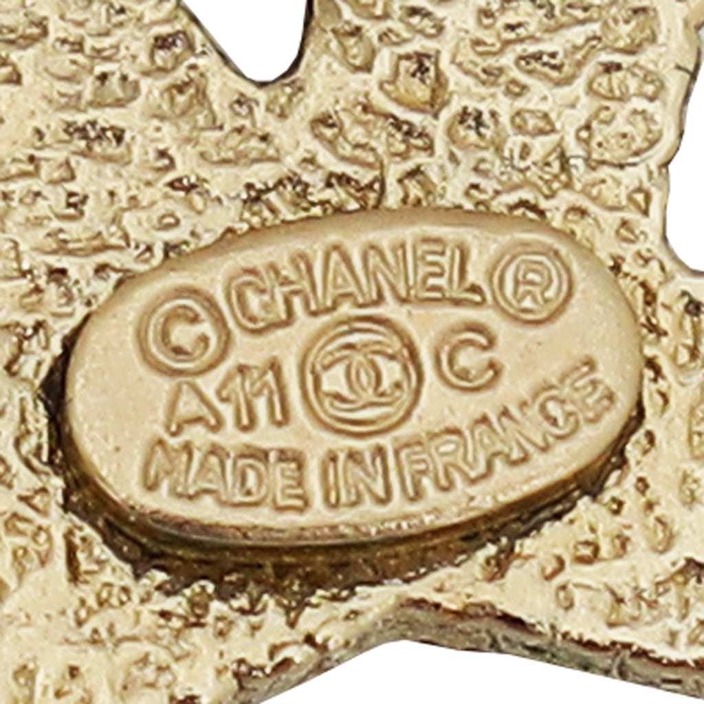 Chanel Gold CC Pearl Earrings