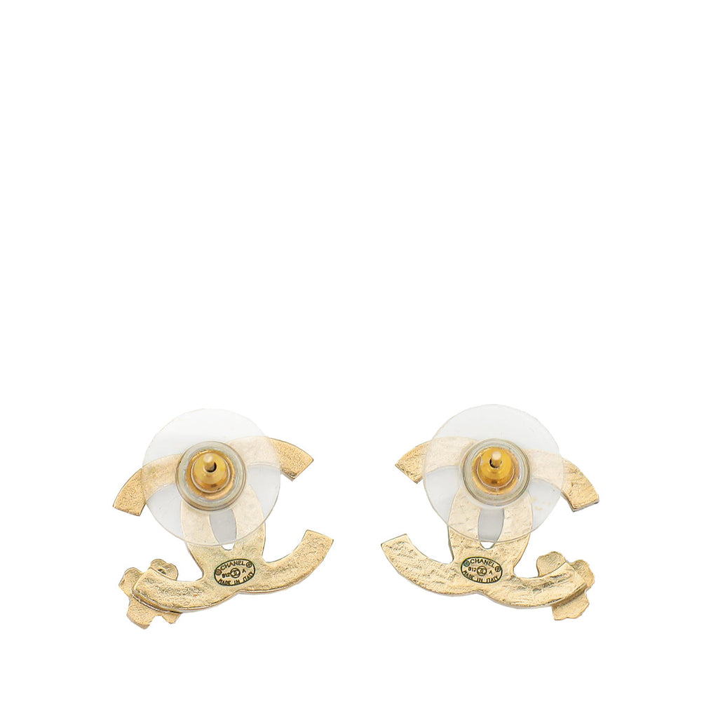 Chanel Black CC Enamel Earrings