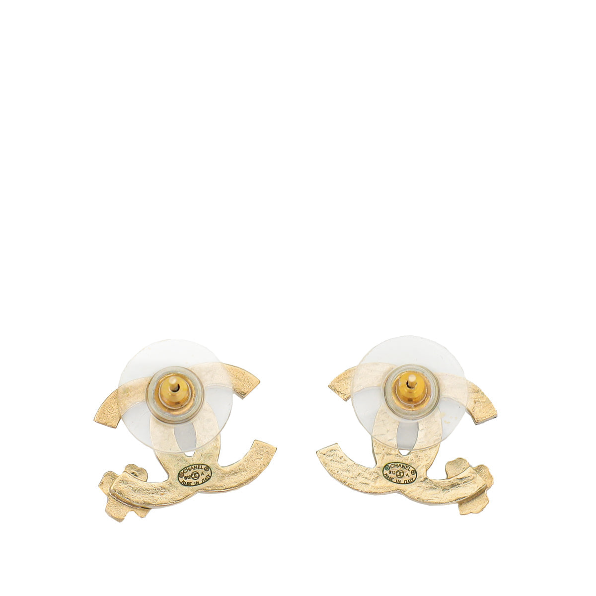 Chanel Black CC Enamel Earrings