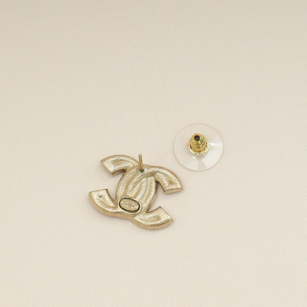 Chanel Gold CC Crystal Earrings