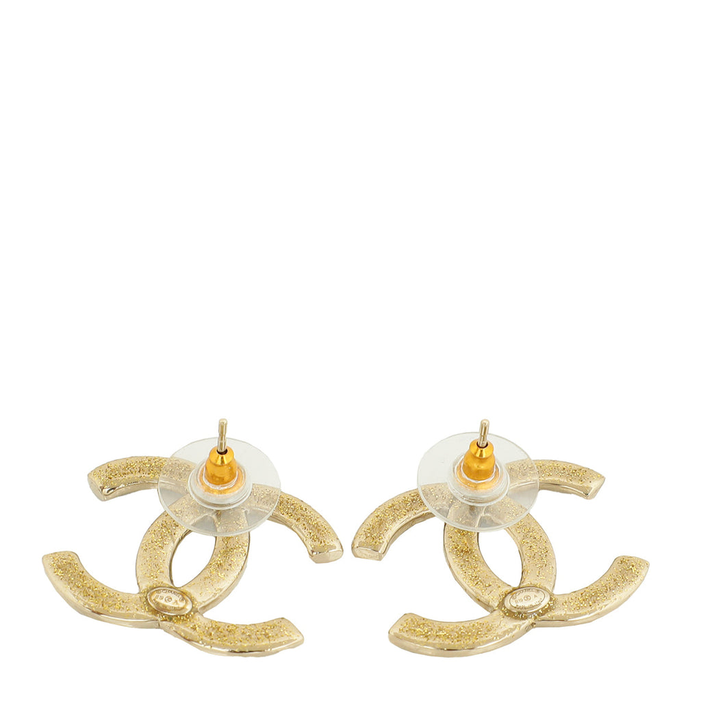 Chanel Gold CC Crystal Earrings