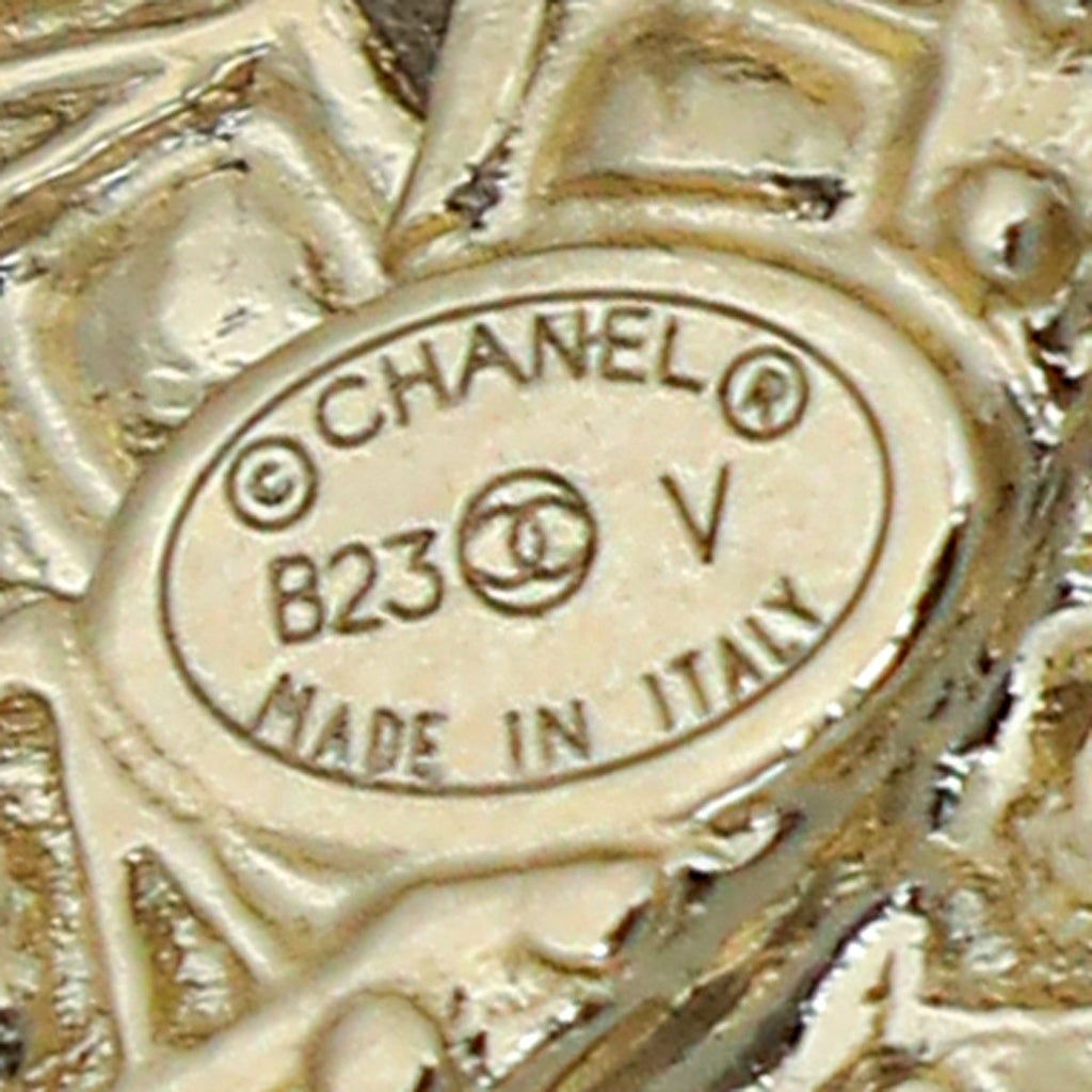 Chanel Light Gold CC Crystal Pearl Drop Earrings