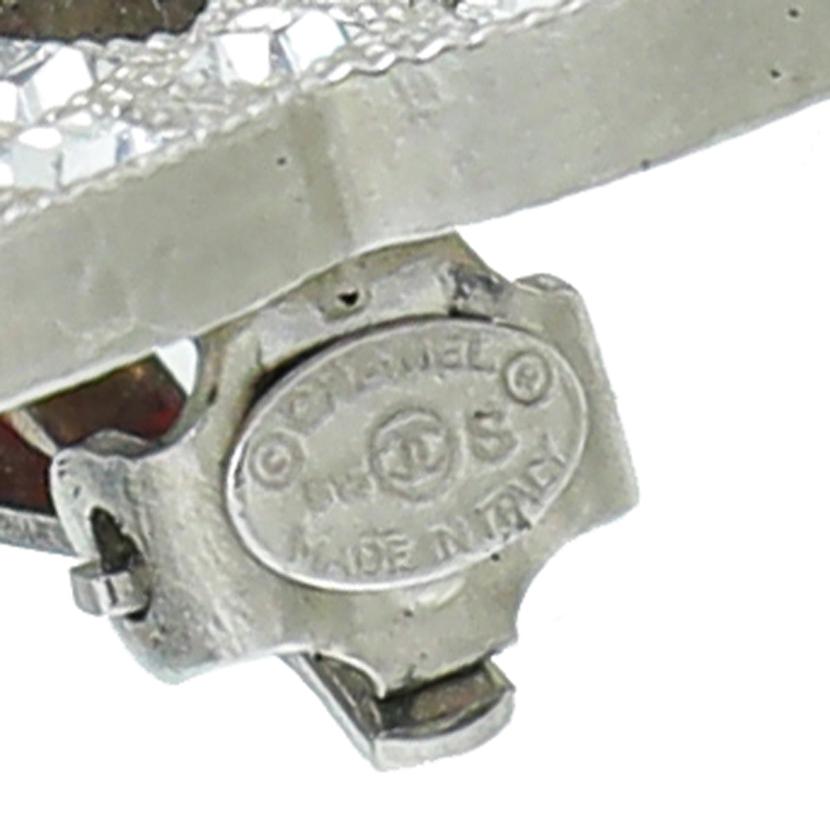 Chanel Silver CC Crystal Clip Earrings