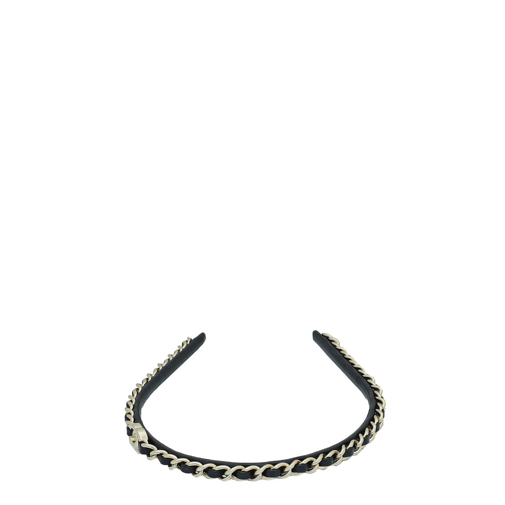 Chanel Black CC Turnlock Chain Headband