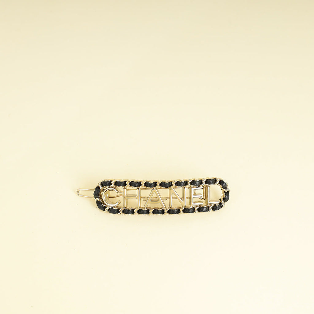 Chanel Black Logo Detail Hair Clip