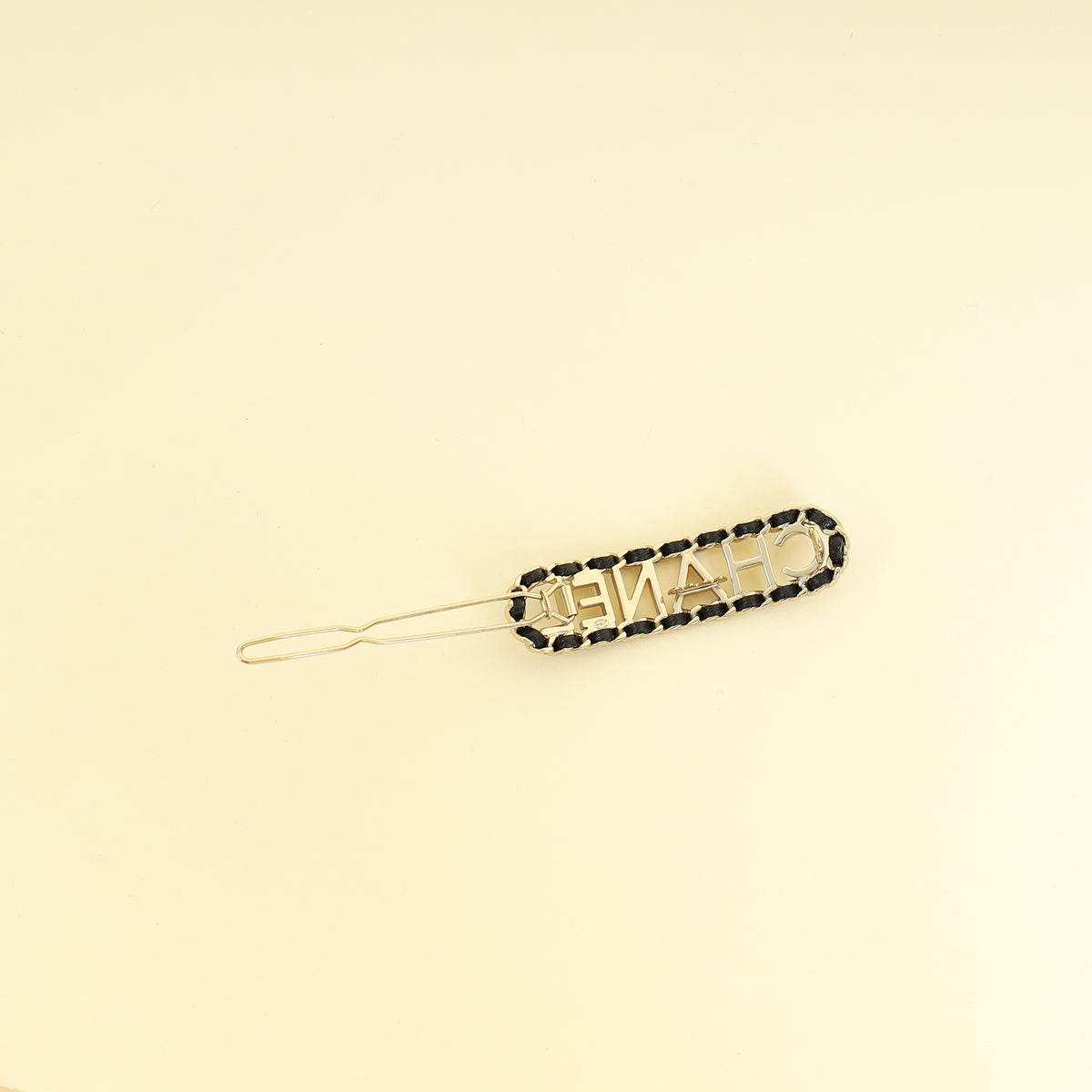 Chanel Black Logo Detail Hair Clip