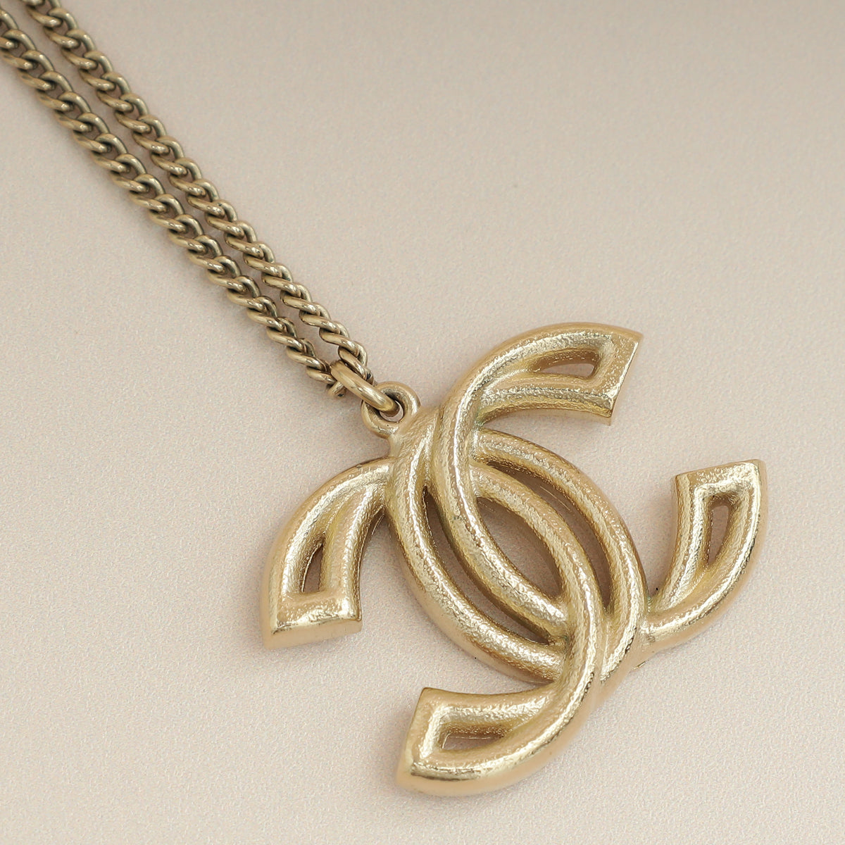 Chanel Gold CC Crystal Pendant Necklace