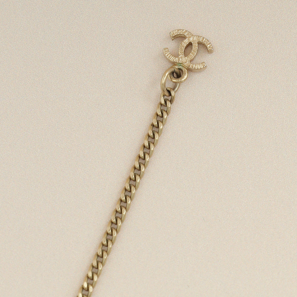 Chanel Gold CC Crystal Pendant Necklace