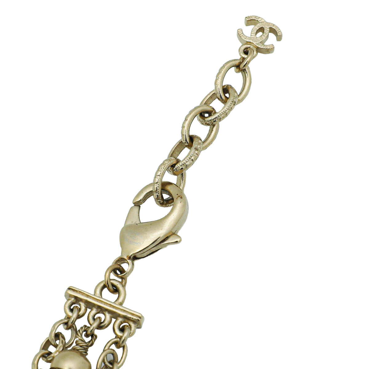 Chanel Light Gold Finish Multi Chain Medallion Long Necklace