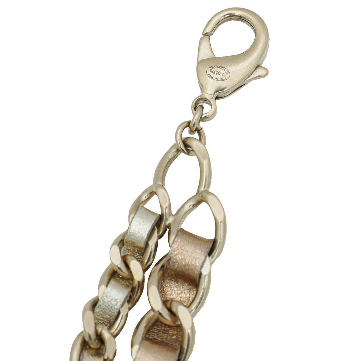 Chanel Metallic Champagne CC Turnlock Interwoven Double Chain Necklace