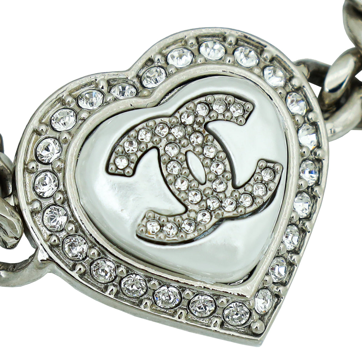Chanel White CC Heart Chain Choker