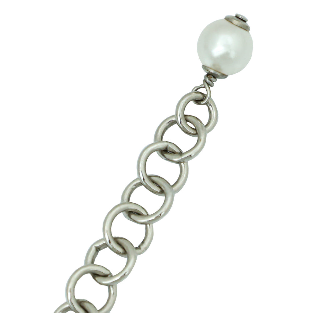 Chanel White CC Heart Chain Choker