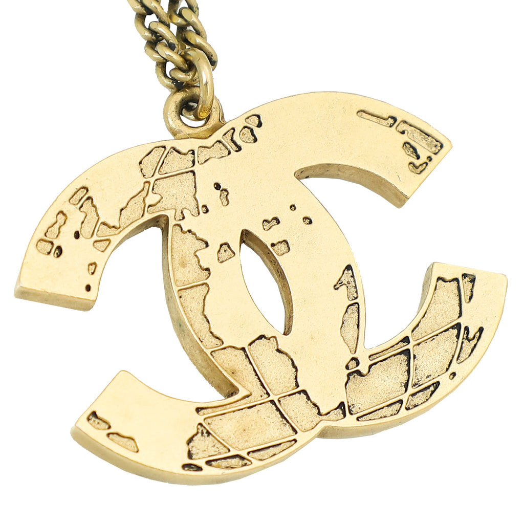 Chanel Gold CC Globe Pendant Necklace