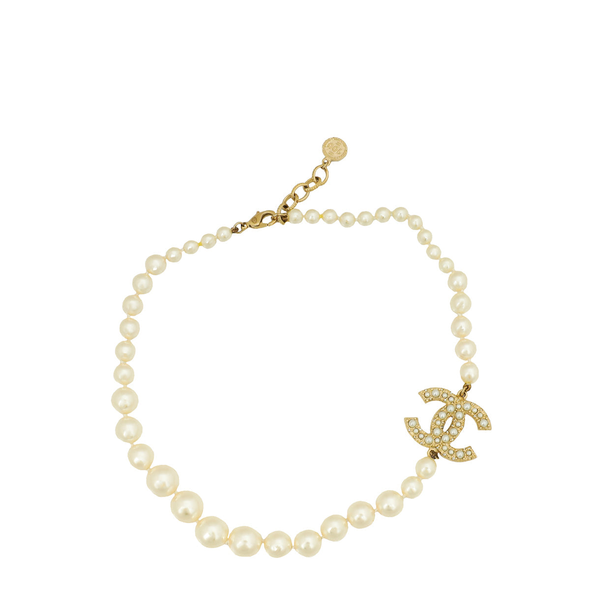 Chanel White CC Pearl 100th Anniversary Necklace