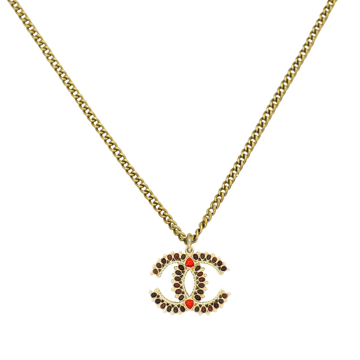 Chanel Bicolor CC Resin Pendant Necklace