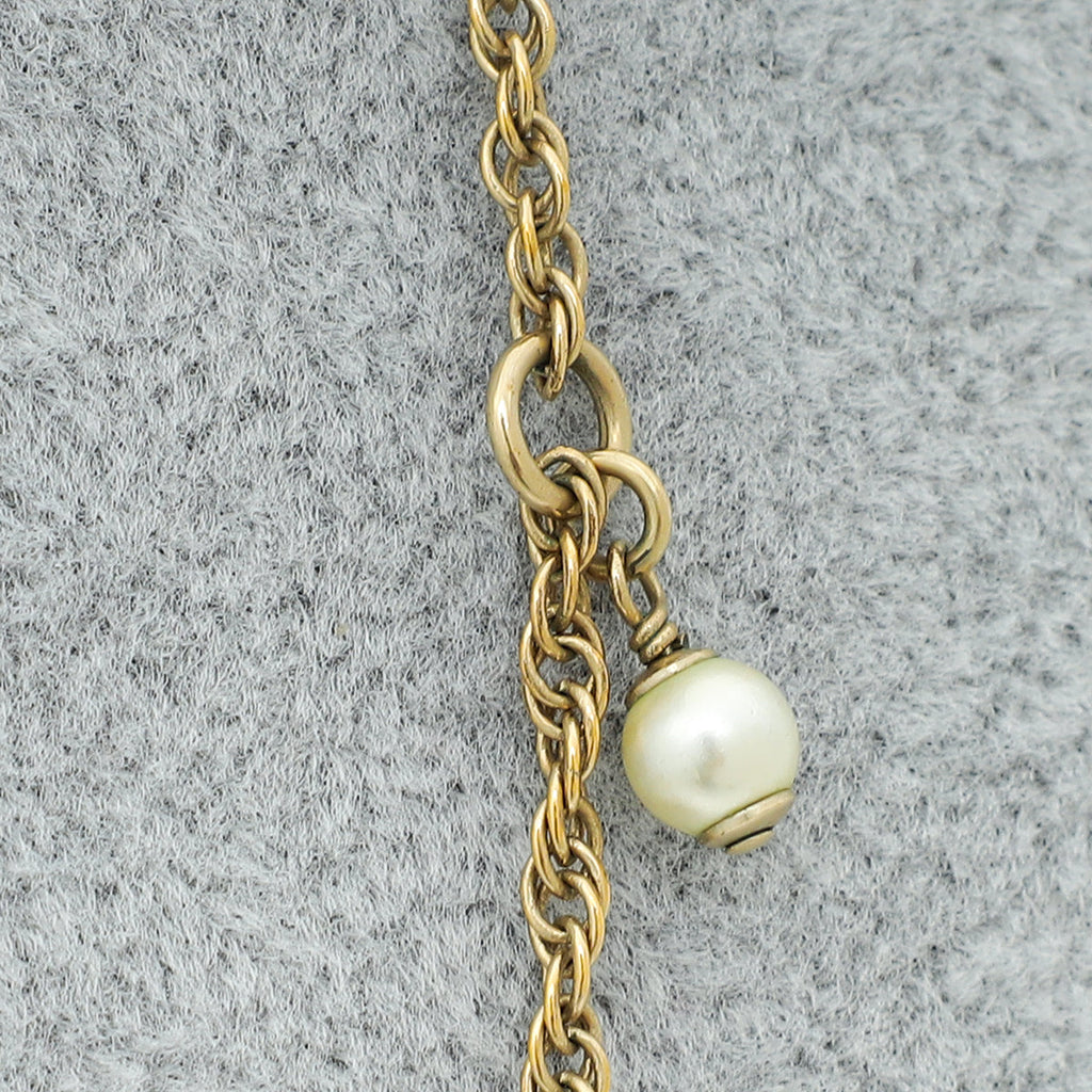 Chanel Aged Gold CC Pearl Crystal Necklace