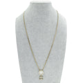 Chanel Gold Tone CC Pearl Crystal Pendant Necklace