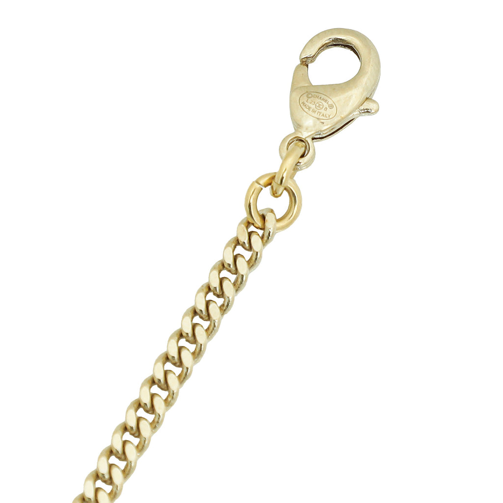 Chanel Gold Tone CC Pearl Crystal Pendant Necklace