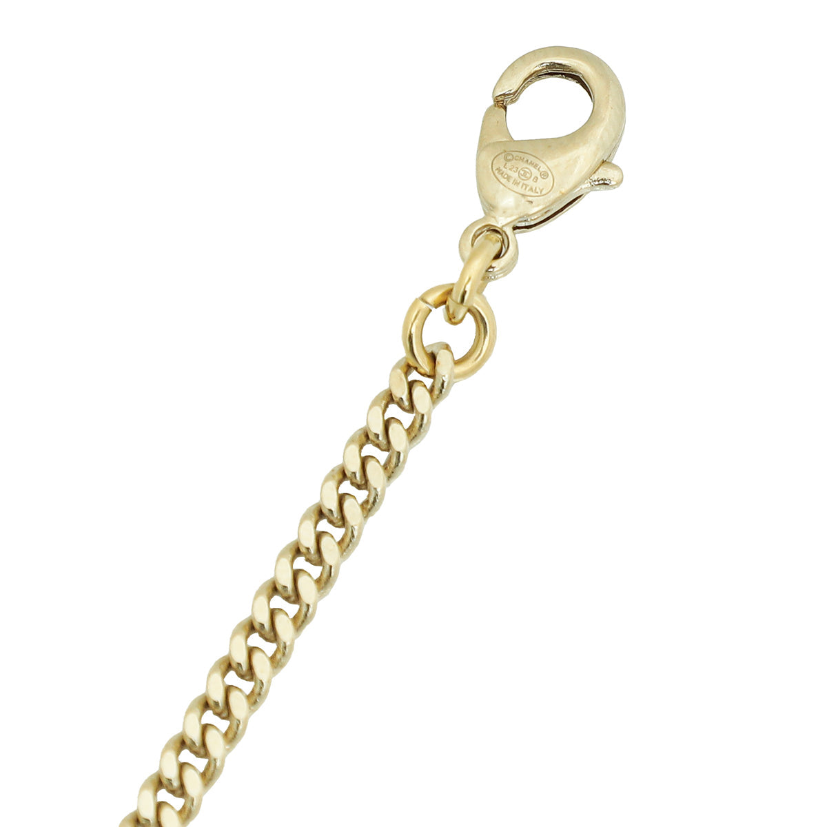 Chanel Gold Tone CC Pearl Crystal Pendant Necklace