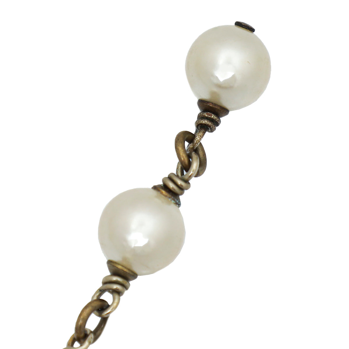 Chanel White CC Pearl Long Necklace